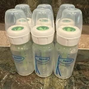 Lot of 6 Dr. Brown’s Baby Bottles 4 Ounce (Used, No Nipples) - Picture 1 of 2