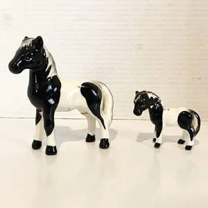 Vtg Porcelain Black And White Pinto Horse Foal From Japan - Picture 1 of 11