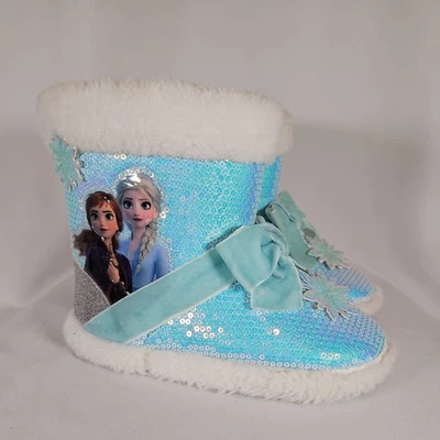 迪士尼冰雪奇缘拖鞋/鞋 Anna and Elsa 亮片尺寸 11/12 一脚蹬 二手状况完好 — 第 1/4 张图片