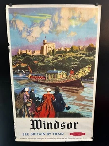 original 1954 Windsor British Railways see Britain by Train Travel Poster - Picture 1 of 5