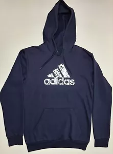 Adidas Foil Logo Fleece Hoodie Sweatshirt Legend Ink Dk. Navy & Silver - Men's S - Picture 1 of 9