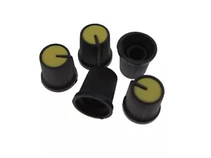 Knob Cap for 6mm Knurled Shaft Potentiometers Pot - Yellow - Pack of 5 S - Picture 1 of 1