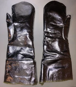 1 Paar 18 Zoll aluminisierte Fäustlinge hochhitzebeständig Wolle gefüttert 19 Unzen Fäustlinge Handschuhe - Bild 1 von 4