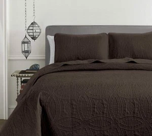 Chezmoi Collection Austin 3-Piece Oversized Bedspread Coverlet Set (Queen, Ch... - Picture 1 of 9
