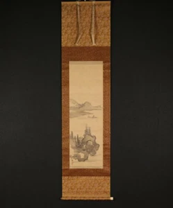 JAPANESE HANGING SCROLL KAKEJIKU / Landscape Painting by Buncho Tani 谷文晁 #608 - Picture 1 of 12