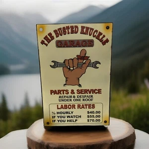 BUSTED KNUCKLE Garage- *US MADE* Embossed Sign - Man Cave Garage Bar Wall Decor - Picture 1 of 7