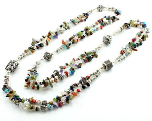 Necklace natural lapis moonstone turquoise multi gemstone beaded handmade
