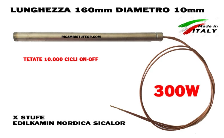CANDELETTA STUFA PELLET 10 X157 - 300W EDILKAMIN-CADEL-NORDICA-SICALOR-DAL ZOTTO