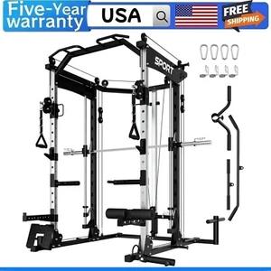 Smith Machine 2200 Lbs Capacity Multi-Function Squat Rack with LAT-Pull Down - Picture 1 of 10
