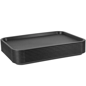 10PCS 16"x12" Black Fast Food Serving Trays Plastic Restaurant & Cafeteria Tray - Picture 1 of 5