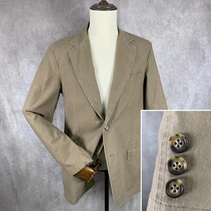 Ll Bean Blazer Jacket Mens 40R Brown Canvas Twill Sport Coat Shoulder Pad E - Picture 1 of 14