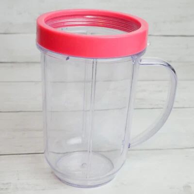 Original Magic Bullet Blender Cup w handle & Pink Rim Replacement Part f MB1001 - Image 1 of 4