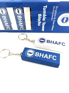 Upcycled BRIGHTON Hove Albion tumble tower block keyrings/chains blue/white - Picture 1 of 6
