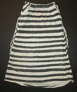 Paper Wings Organic cotton black cream stripe bustle maxi long skirt boho 10 12 - Picture 1 of 10