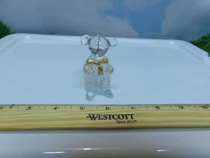 Vtg Hand Blown Spun Glass BEAR W/GOLD TONE - Picture 1 of 3