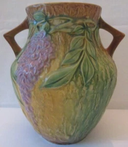 FLOWER VASE! Vintage ROSEVILLE ART pottery: arts & crafts WISTERIA pattern: EXC - Picture 1 of 6