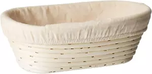 (10 x 6 x 3.5 inch) Oval Bread Banneton Proofing Basket & Liner Brotform Dough - Picture 1 of 6