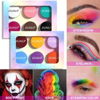 6Color/Set Technicolour Hair Color Palette Neon Face Paint Colored Makeup Hairs - image 1 of 4