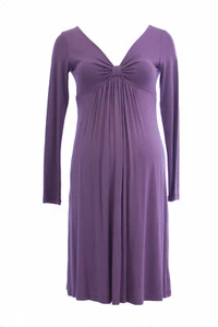 OLIAN Maternity Women's Mauve Pinched V-Neck Long Sleeve Dress $125 NWT - Picture 1 of 2