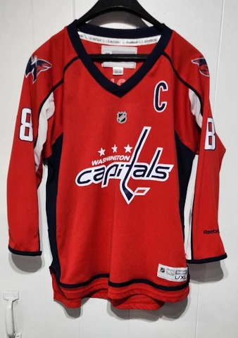 YOUTH Washington Capitals Alex Ovechkin 8 Captain Reebok NHL Jersey Large/XL VGC Cover