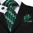 Hi Tie Multicolor PolkaDot Paisley Silk Tie Woven Necktie Pocket Square Cufflink