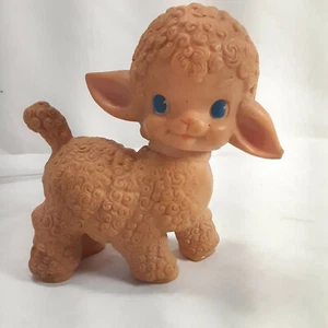Vintage Sun Rubber Company Lamm Figur hellbraun beige 1955 - Bild 1 von 4