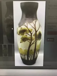 Exceptional Antique Art Glass Cameo Trees in the Park Vase -FO tray - Picture 1 of 5