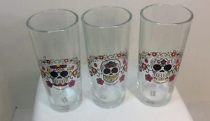 Drinking glasses Sugar Skull 3 glasses Very Nice Pieces See Pictures Description - Picture 1 of 5