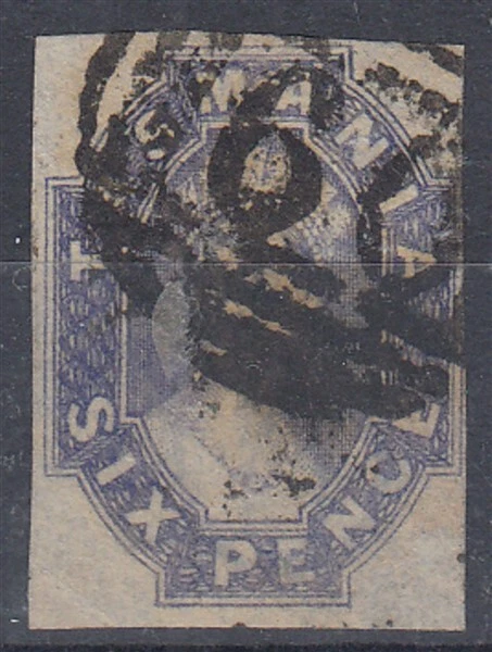 AUSTRALIA TASMANIA 1860/67 QV 6d. IMPERF PIZARRA-VIOLETA USADO (ID:131/D62881) Foto 1 de 1