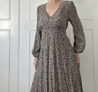 Seed  Leopardprint Midi Dress Crossover Front And Side Zip Uk 10