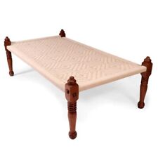 Traditional daybed Wooden White Weave Indian Daybed - Handmade indian daybed
