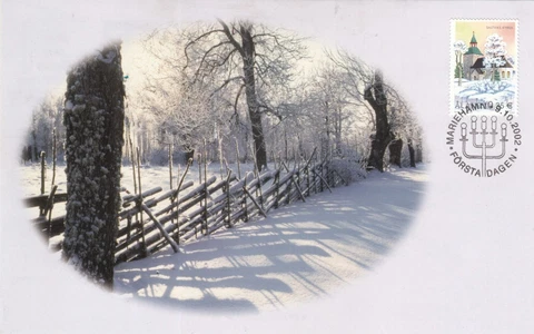 Christmas Beautiful Snowy Winter View Church Aland Finland FDC Maxi Card 2002 Cover