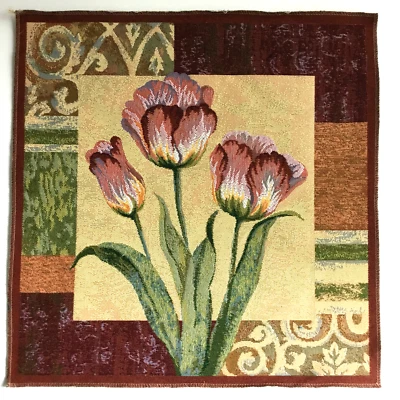 MARKENLOS Gobelin Tapisserie Tapestry Wandteppich Paneel Basteln Stoff Tulpen Blumen 50x50