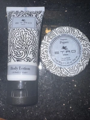 NEW Etro Milano "Pegaso" fragrance 1.41 oz guest soap & 1.35 oz Body Lotion - Image 1 of 4