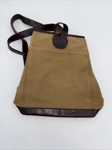 Ellington Unisex Sling Assistant Backpack Khaki Canvas/Brown leather Trim A7 - Picture 1 of 11