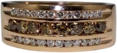 3CT Created Brown Diamond Channel Set Man's Wedding Band Ring 14K Gold Plated - Image 1 of 4