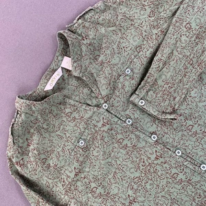 Camisa Orvis Mujer Mediana Verde Rojo Estampado Floral Botón Frontal Algodón Blusa - Imagen 1 de 12