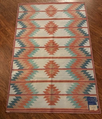 "Tapiz de alfombra Ethan Allen hecha a mano lavada a piedra 100 % algodón 47""x70"" suroeste" Foto 1 de 4