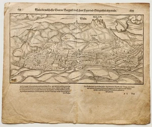 1572 BORGOÑA FRANCIA MAPA SALINS-LES-BAINS SEBASTIAN MUNSTER COSMOGRAFÍA antigua - Imagen 1 de 4