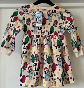 NIÑAS F&F AZUL 'FA LA LA ' NAVIDAD FESTIVO MANGA LARGA VESTIDO CÁLIDO 4-5 NUEVO CON ETIQUETAS - Imagen 1 de 12