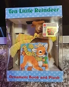 Vintage Holiday Ten Little Reindeer plush &  ornament book ~New Old Stock! - Picture 1 of 3