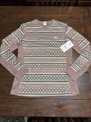 KARI TRAA ~ Nuevo Top Capa Base Manga Larga Verde Taupe "Lune" Nuevo con Etiquetas Talla XL Foto 1 de 4