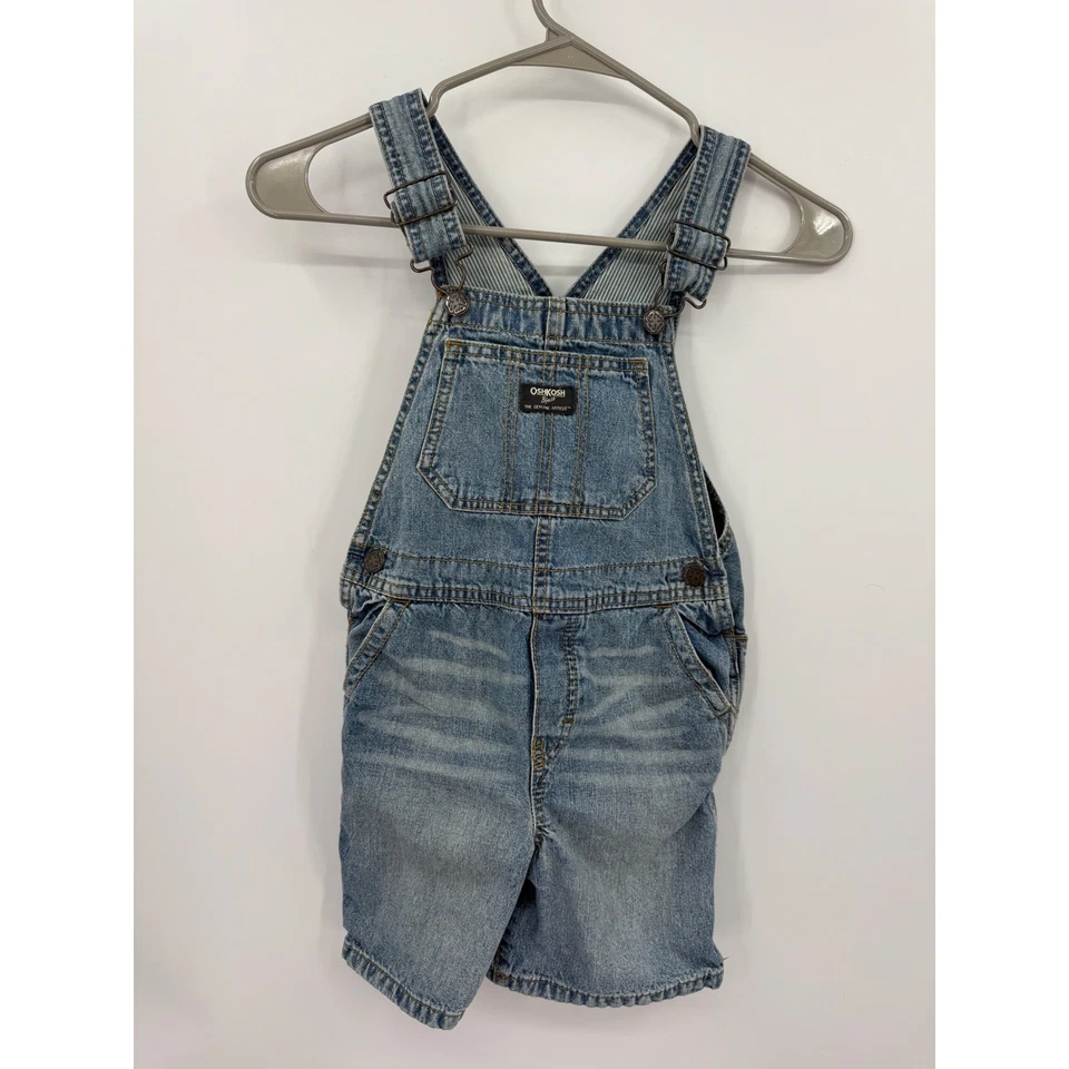 Vintage OshKosh Bgosh Denim Overalls Kids 5T Blue Vestbak Jean Romper Shorts - Image 1 of 4