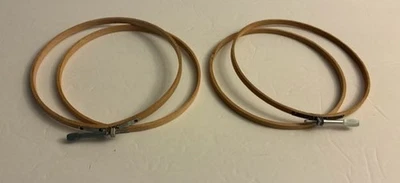 Vintage Lot of 2 Flat Screw Tension 6" Wood Round Embroidery Hoops USA - Image 1 of 4