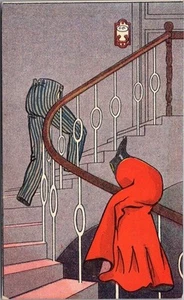 Pantalones y falda para hombre postal romántica/cómic de la década de 1960 - Subiendo escaleras - Imagen 1 de 2