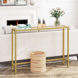 Console Table Tempered Glass Table Hallway Table Entryway Table 100 x 22 x 80 cm - Picture 1 of 7