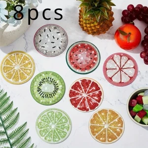 8X DIY Diamond Arts Crafts Painting Coasters Kits Fruit with Holder Handicraft - Picture 1 of 10