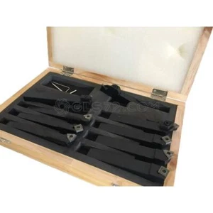 INDEXABLE CARBIDE TOOL HOLDER SET WITH INSERTS FOR LATHE HOLZMANN 9TLG10 - Picture 1 of 3