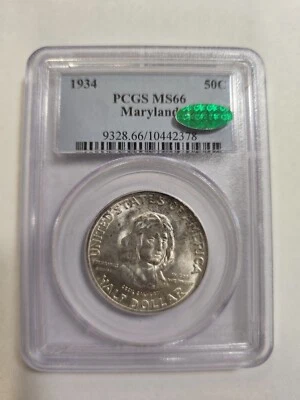 1934 Maryland Commemorative Half Dollar PCGS MS66 CAC Sticker - Image 1 of 4