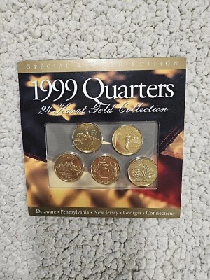 1999 24 Karat Gold Layered State Quarters 5 coin Set - Image 1 of 4